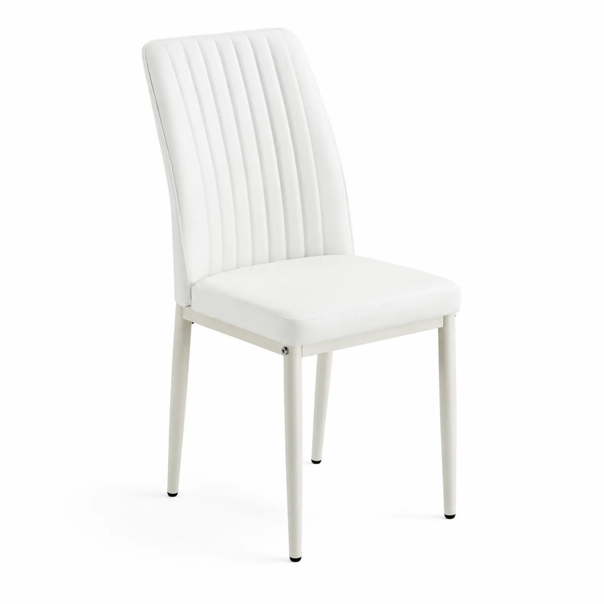 Chaise en similicuir blanc avec cadre métallique