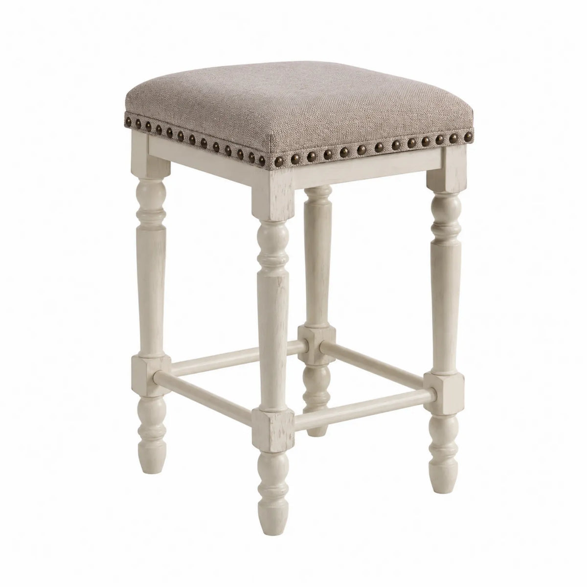 Tabouret de bar en bois avec assise en polyester Beige 75 cm