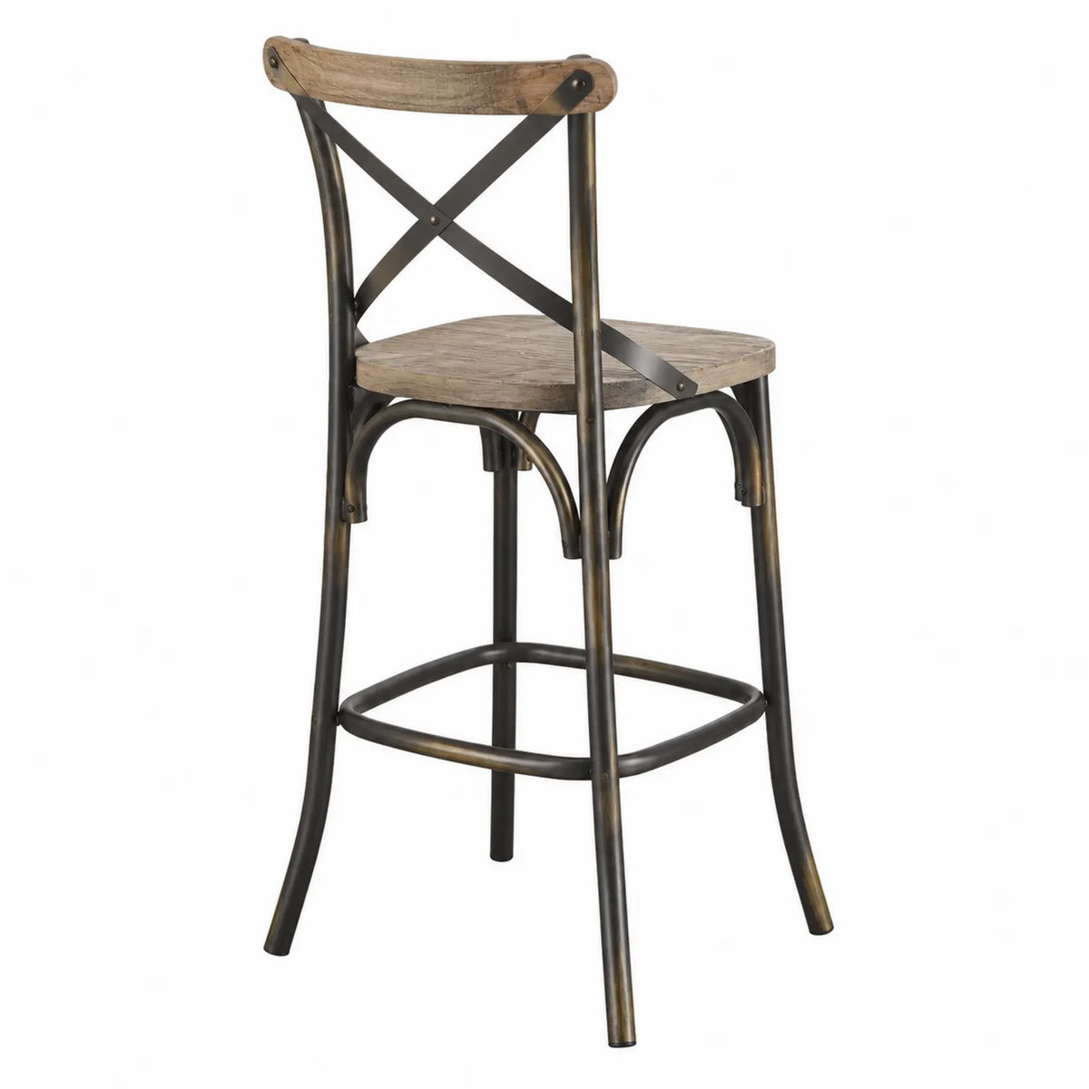 Tabouret de bar en métal et bois massif brun/noir