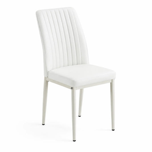 Chaise en similicuir blanc avec cadre métallique