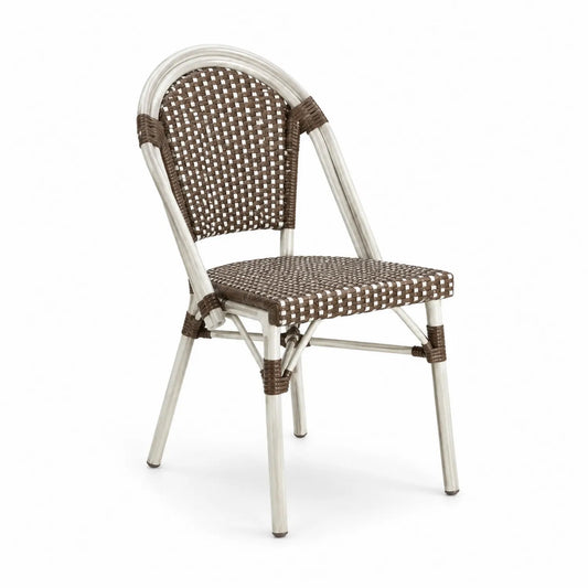 Chaise de salle à manger en aluminium et résine Marron/Blanc