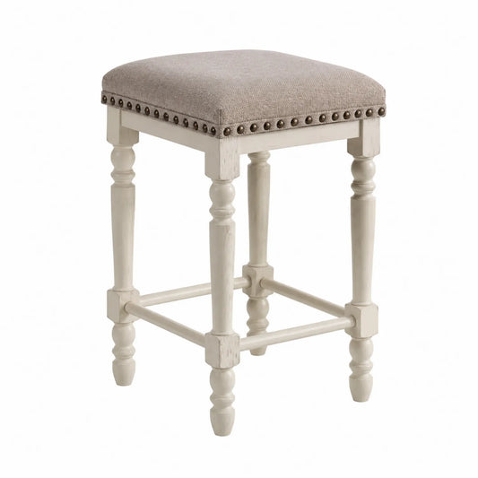 Tabouret de bar en bois avec assise en polyester Beige 75 cm