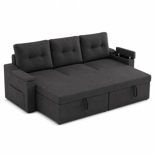 Canapé-lit en tissu avec rangement 230x150x90 cm