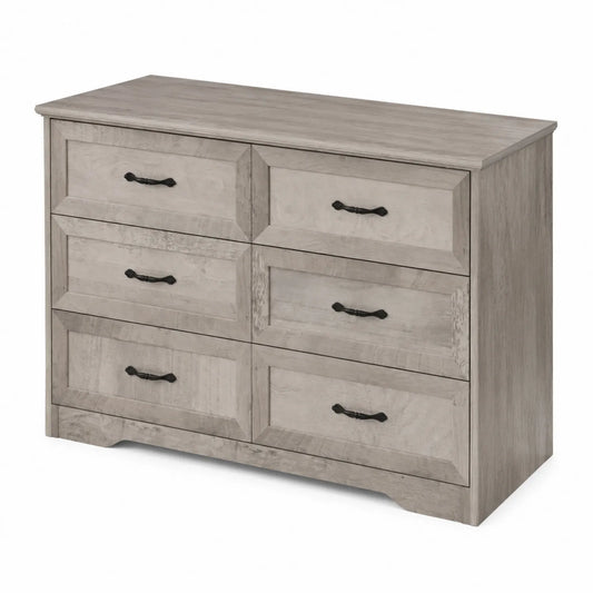 Commode 6 tiroirs en bois gris
