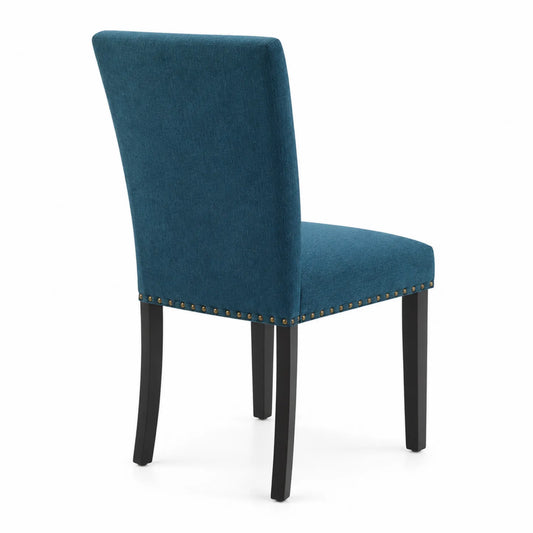 Chaise de salle à manger en bois et tissu bleu