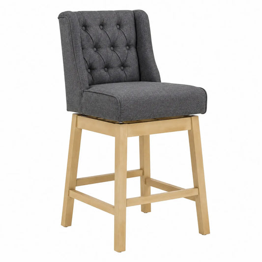 Chaise de bar en bois et tissu polyester gris