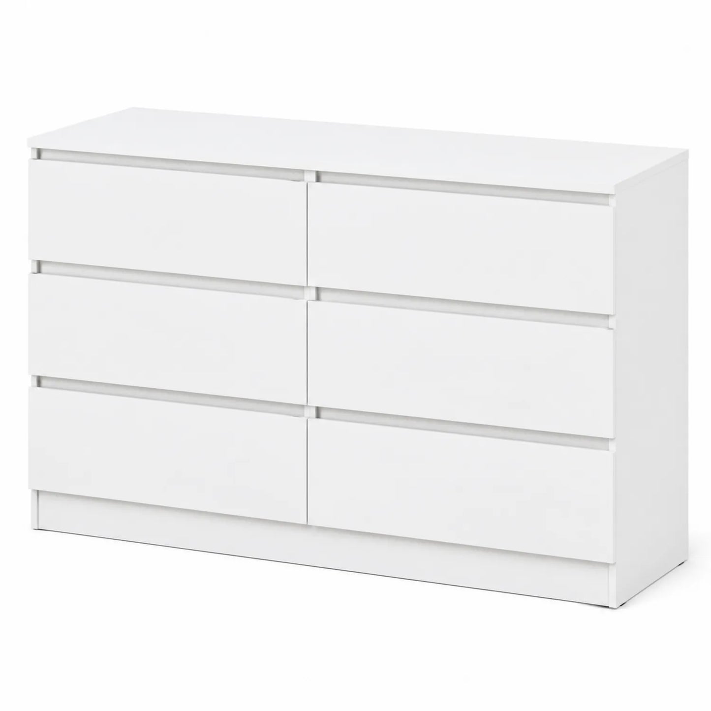 Commode 6 tiroirs en bois blanc 78x140x39 cm