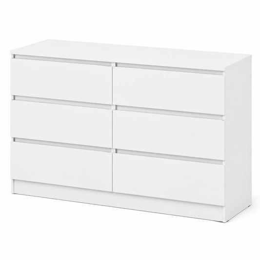 Commode 6 tiroirs en bois blanc 78x140x39 cm