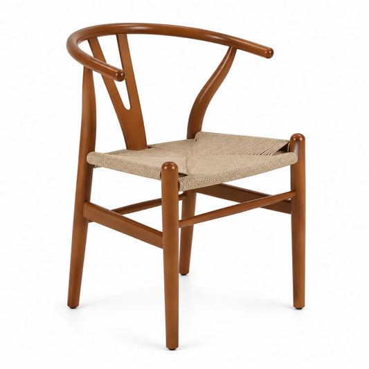 Chaise en bois de hêtre avec assise en corde de papier