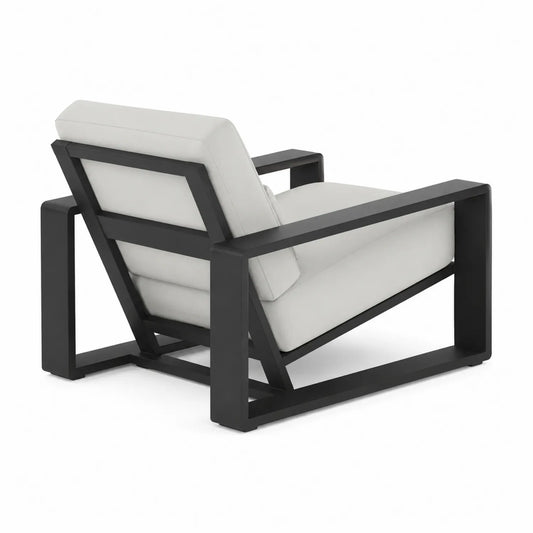 Fauteuil d'extérieur en aluminium avec coussins en tissu polyester rembourrés