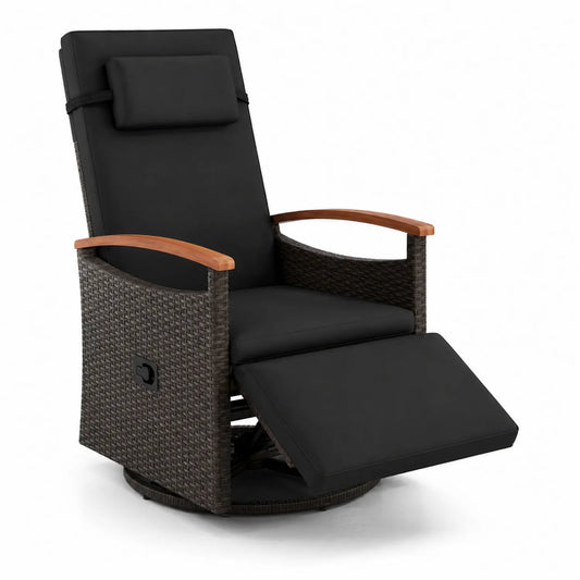 Fauteuil inclinable d'extérieur en résine tressée et bois