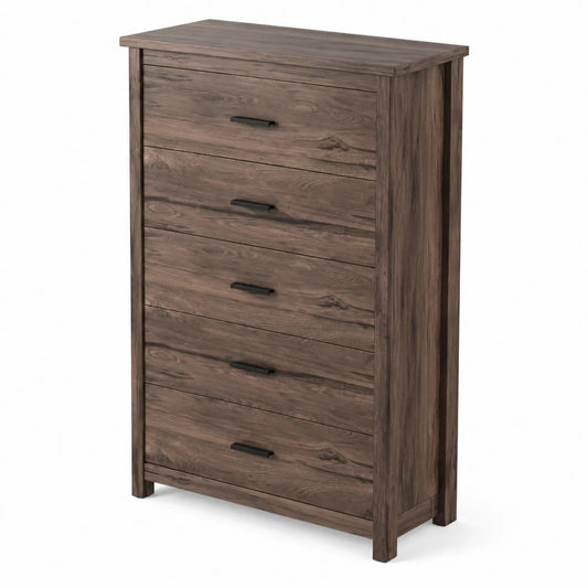 Commode en bois avec 5 tiroirs en panneaux de particules