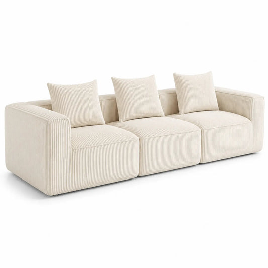 Canapé modulable 3 places en tissu beige