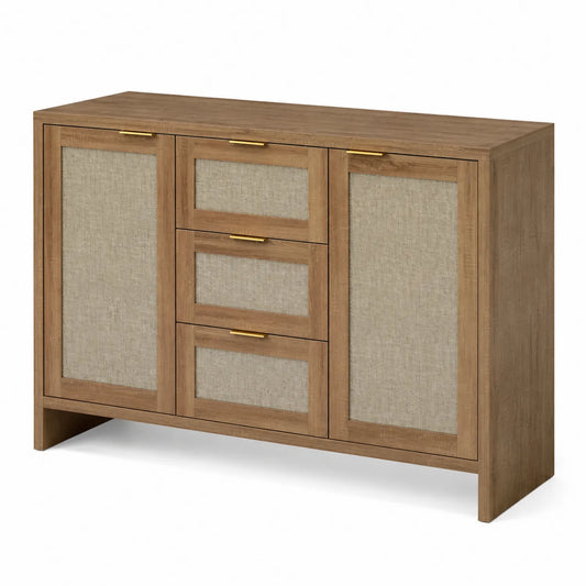 Commode en bois avec panneaux en tissu 90x40x80 cm