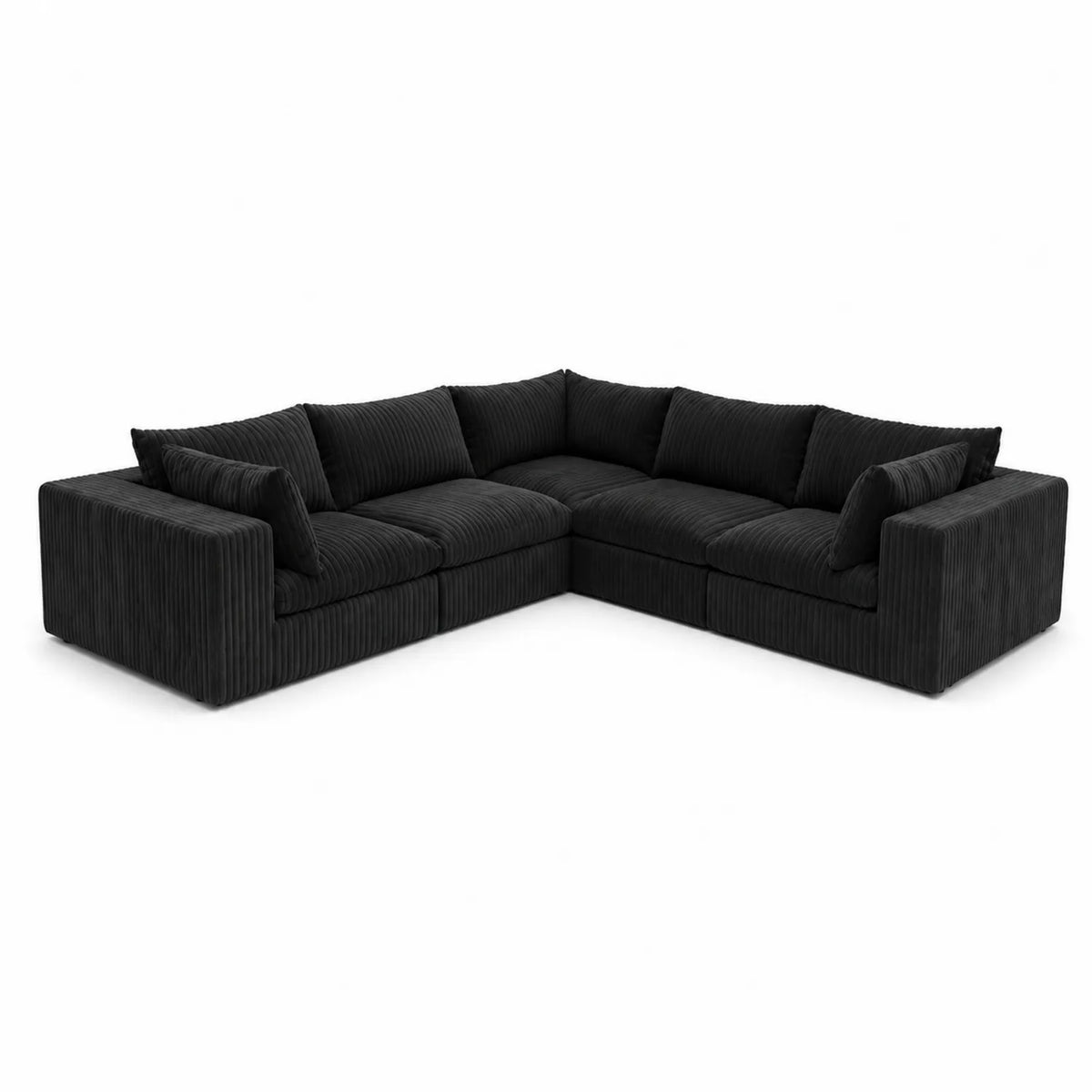 Canapé d'angle en tissu côtelé noir 255 cm