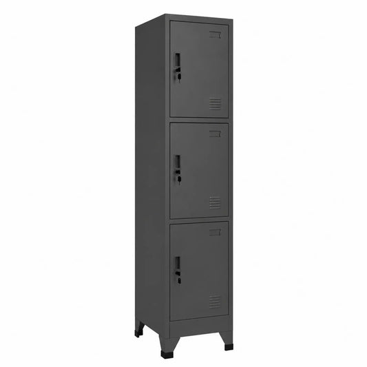 Armoire de rangement en métal noir à 3 portes 180x38x45cm
